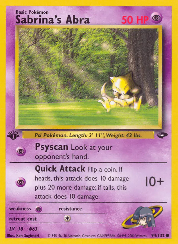 Carta Sabrina's Abra 94/132 de Gym Challenge