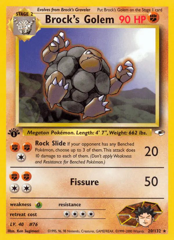 Carta Brock's Golem 20/132 de Gym Heroes