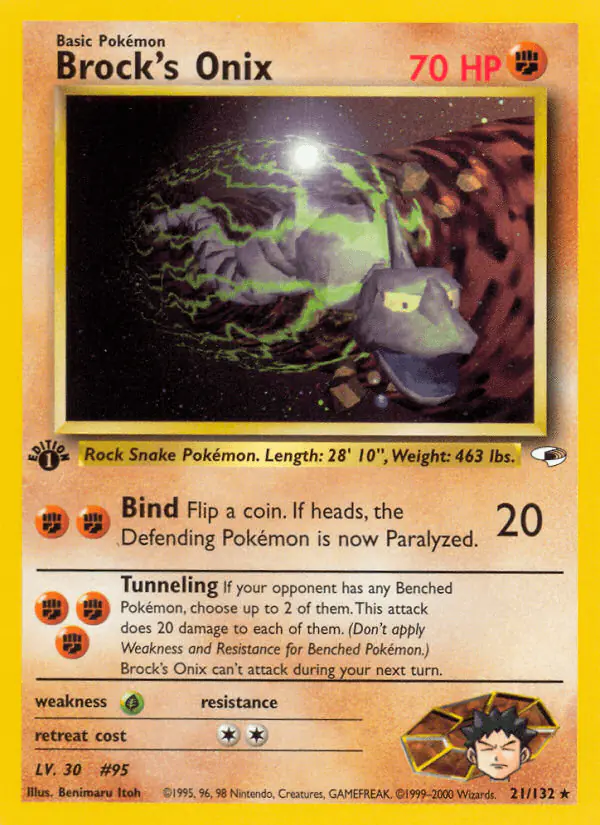 Carta Brock's Onix 21/132 de Gym Heroes