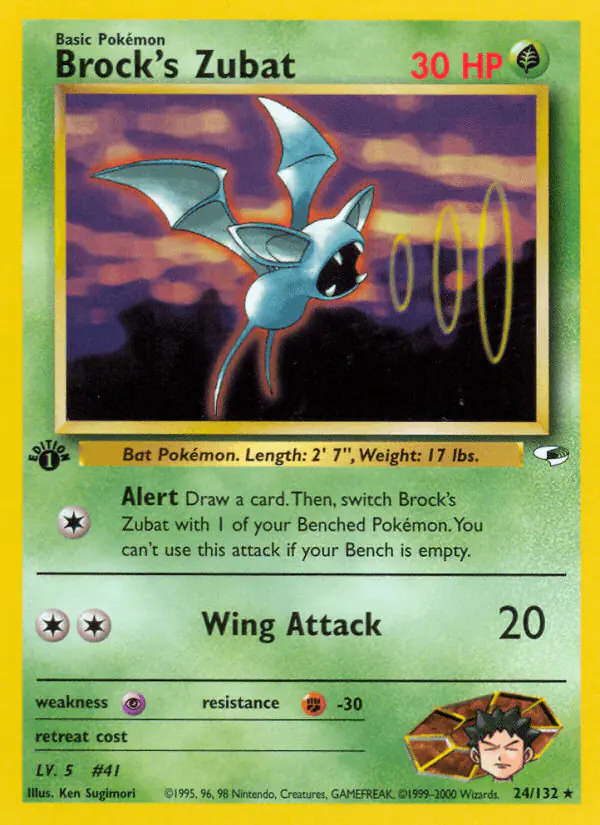 Carta Brock's Zubat 24/132 de Gym Heroes