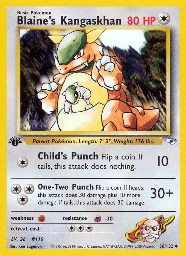 Carta Blaine's Kangaskhan 36/132 de Gym Heroes
