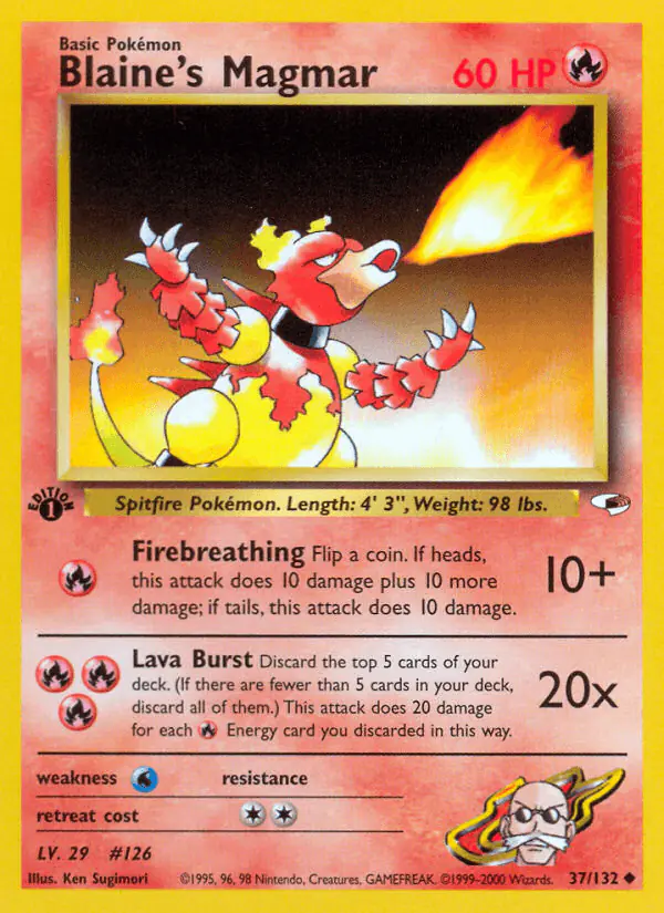 Carta Blaine's Magmar 37/132 de Gym Heroes