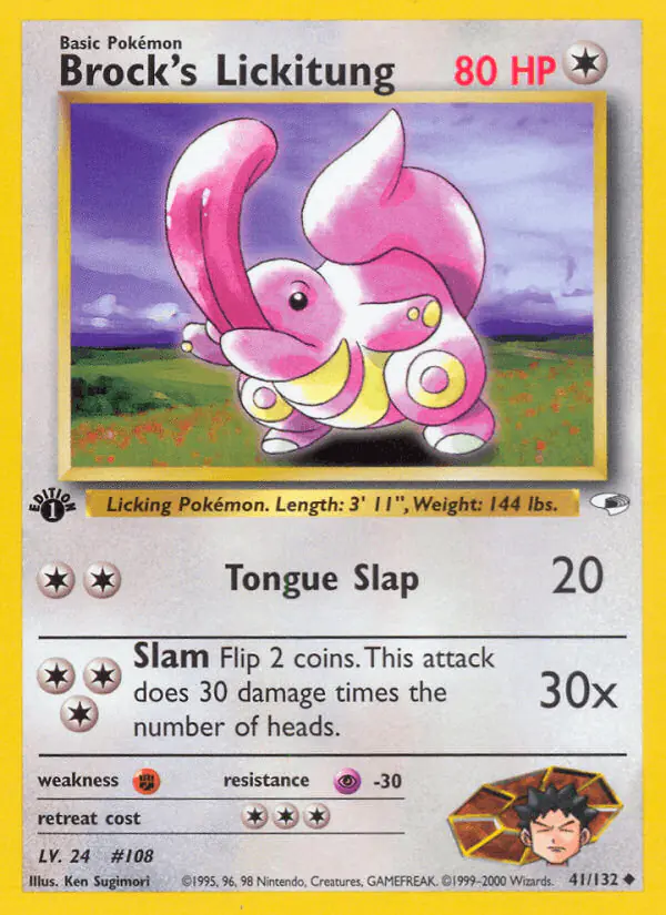 Carta Brock's Lickitung 41/132 de Gym Heroes