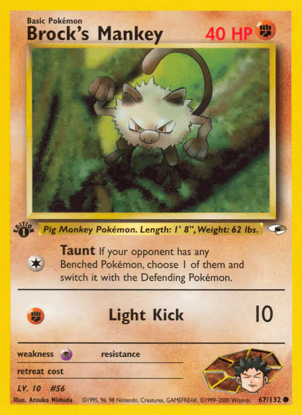 Carta Brock's Mankey 67/132 de Gym Heroes
