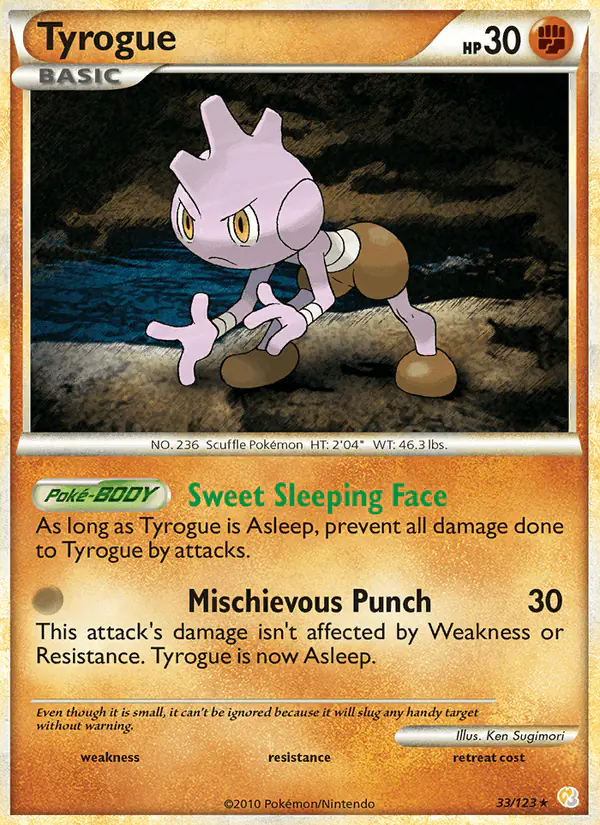 Carta Tyrogue 33/123 de HeartGold SoulSilver