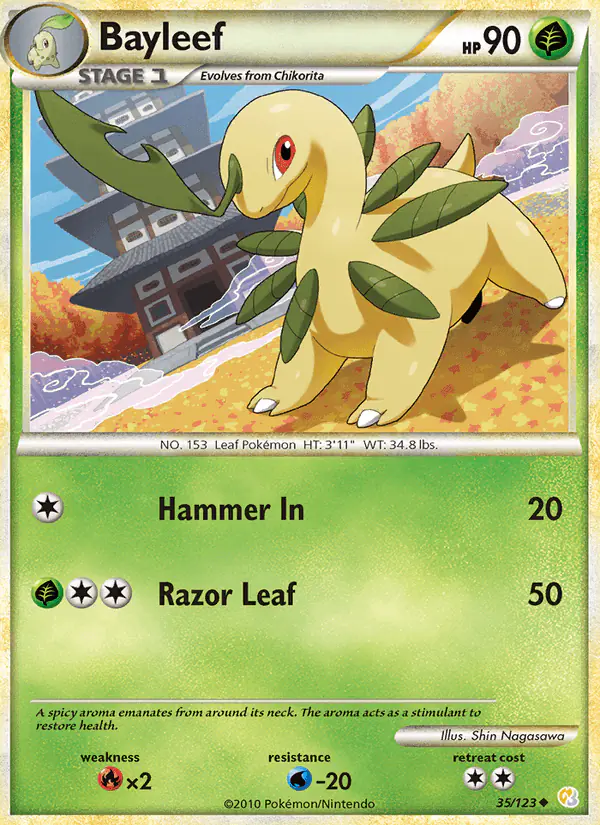 Carta Bayleef 35/123 de HeartGold SoulSilver