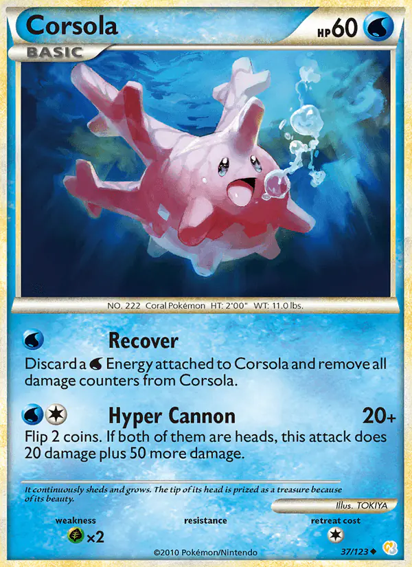 Carta Corsola 37/123 de HeartGold SoulSilver