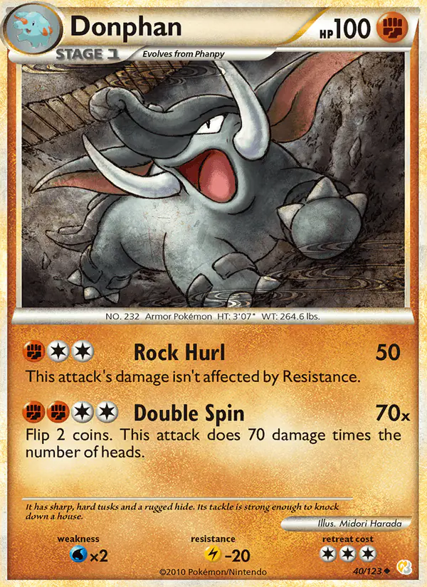 Carta Donphan 40/123 de HeartGold SoulSilver