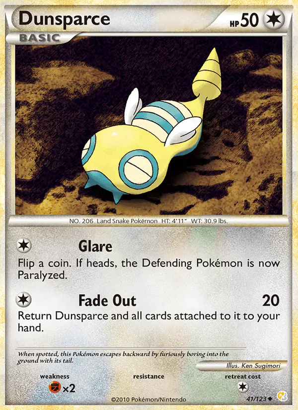 Carta Dunsparce 41/123 de HeartGold SoulSilver