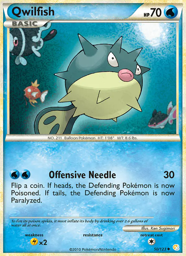 Carta Qwilfish 50/123 de HeartGold SoulSilver