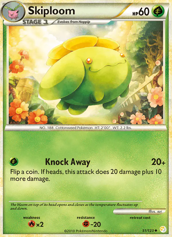 Carta Skiploom 51/123 de HeartGold SoulSilver