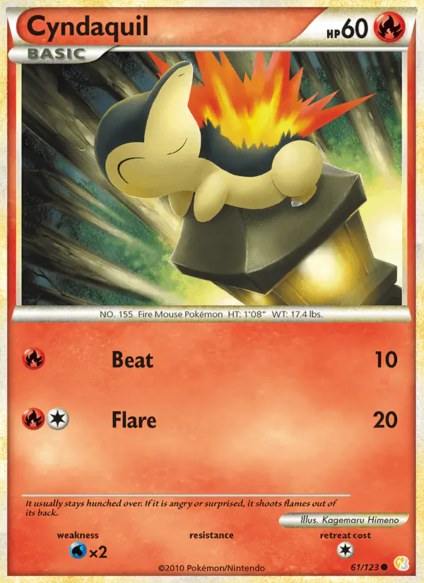 Carta Cyndaquil 61/123 de HeartGold SoulSilver
