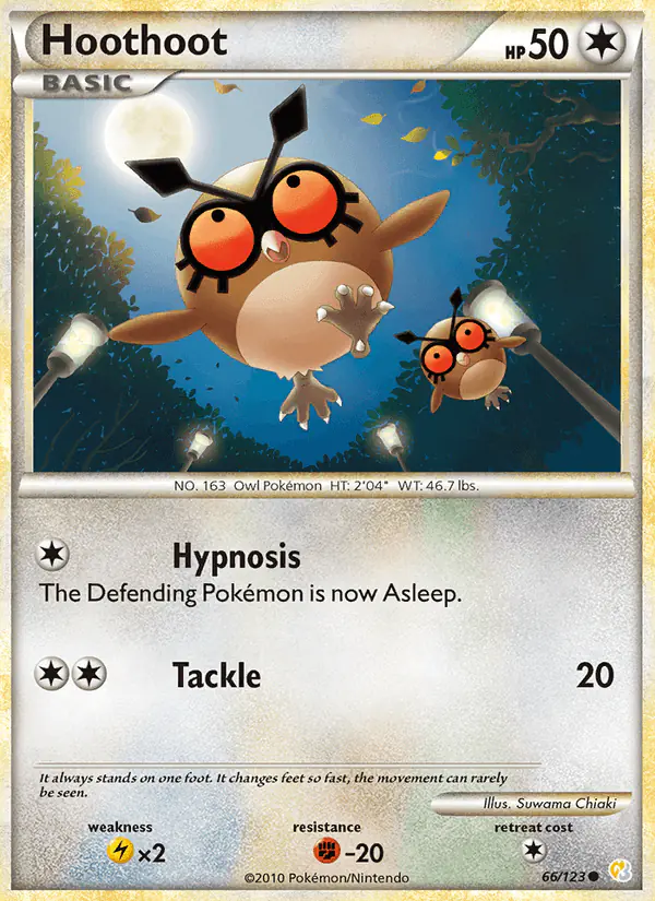 Carta Hoothoot 66/123 de HeartGold SoulSilver