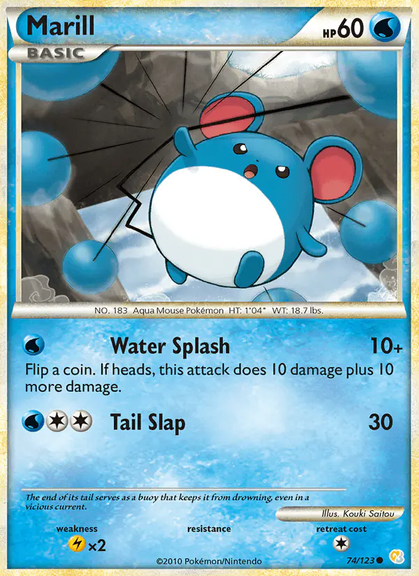 Carta Marill 74/123 de HeartGold SoulSilver