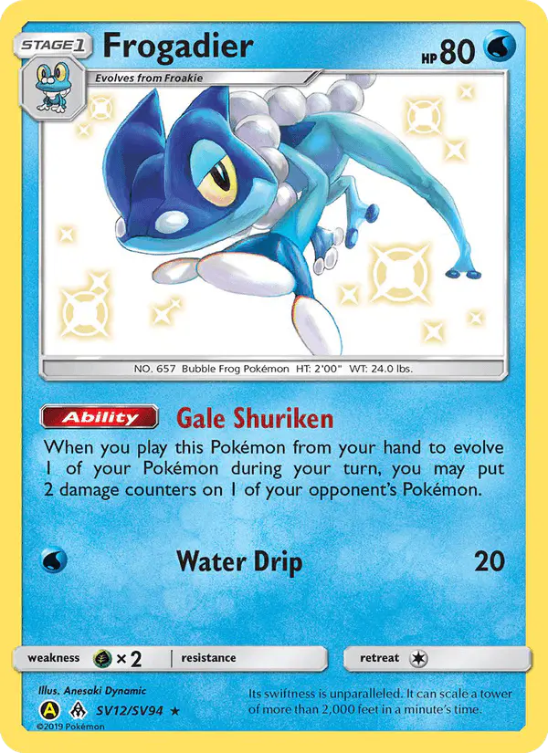 Carta Frogadier SV12 de Hidden Fates Shiny Vault