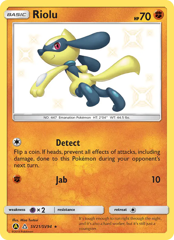 Carta Riolu SV21 de Hidden Fates Shiny Vault