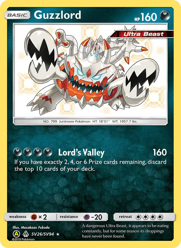 Carta Guzzlord SV26 de Hidden Fates Shiny Vault