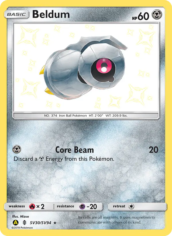 Carta Beldum SV30 de Hidden Fates Shiny Vault