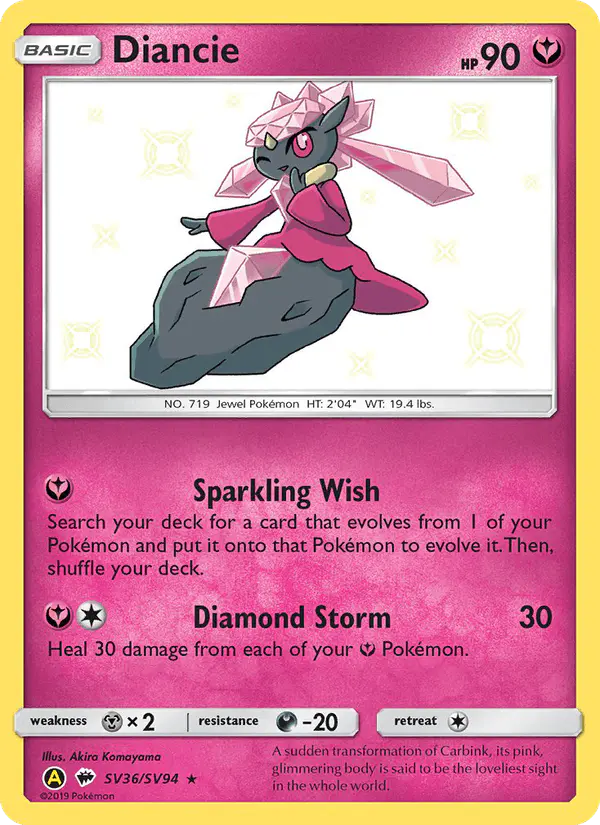 Carta Diancie SV36 de Hidden Fates Shiny Vault