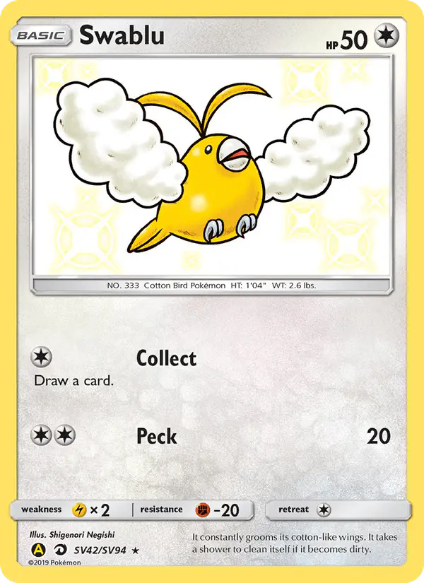 Carta Swablu SV42 de Hidden Fates Shiny Vault