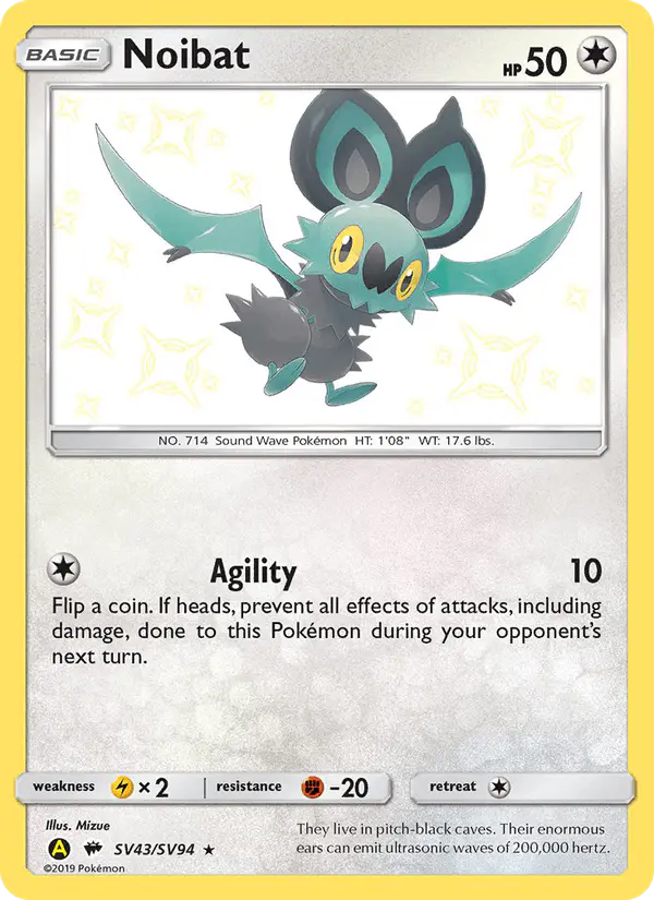 Carta Noibat SV43 de Hidden Fates Shiny Vault