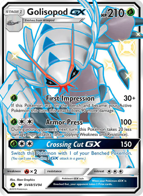 Carta Golisopod-GX SV48 de Hidden Fates Shiny Vault