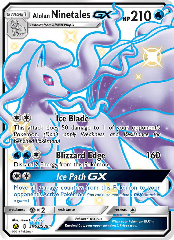 Carta Alolan Ninetales-GX SV53 de Hidden Fates Shiny Vault