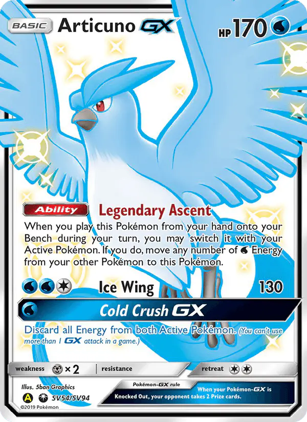 Carta Articuno-GX SV54 de Hidden Fates Shiny Vault