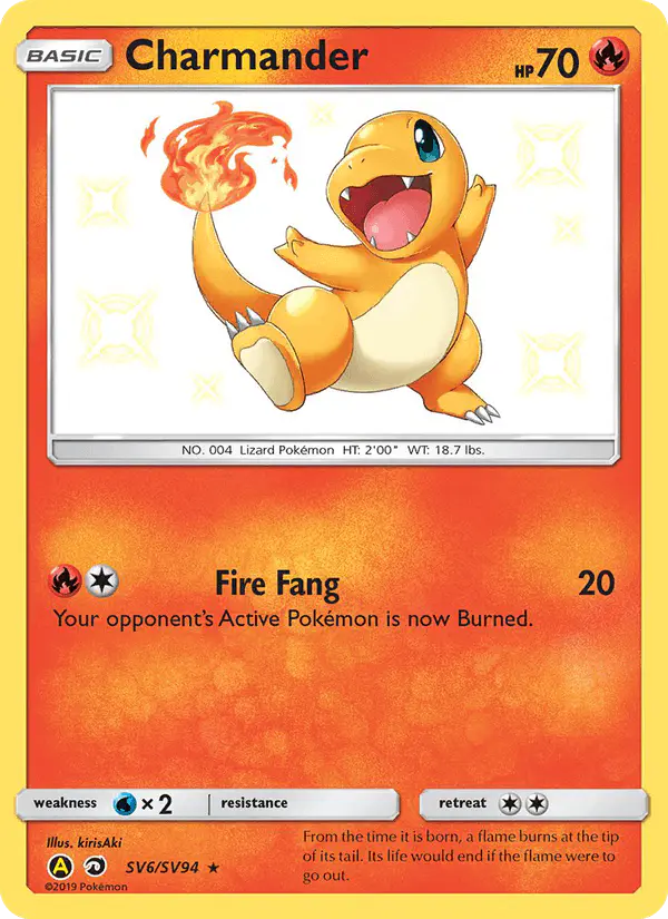 Carta Charmander SV6 de Hidden Fates Shiny Vault