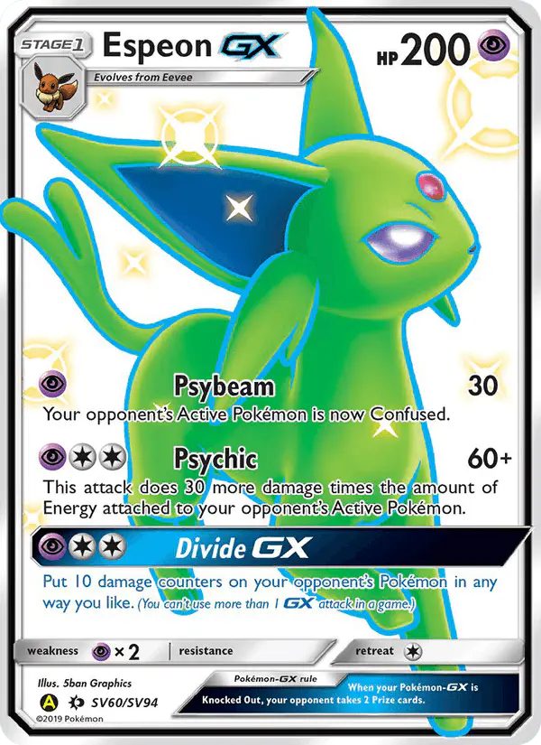 Carta Espeon-GX SV60 de Hidden Fates Shiny Vault