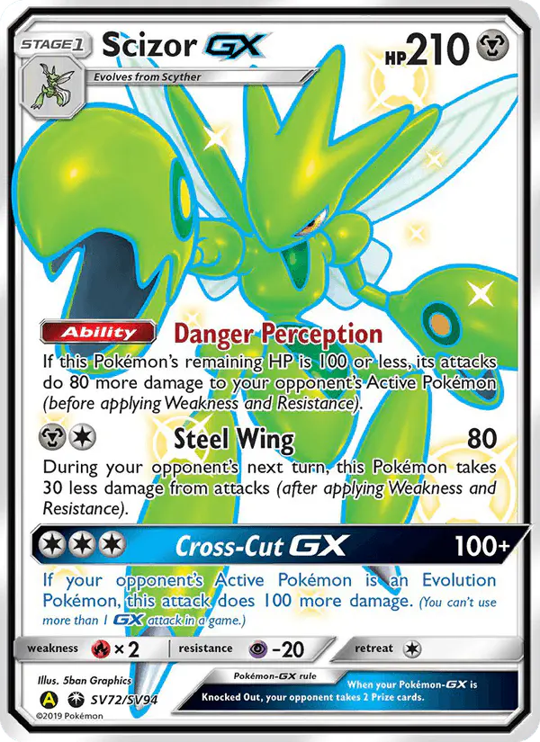 Carta Scizor-GX SV72 de Hidden Fates Shiny Vault