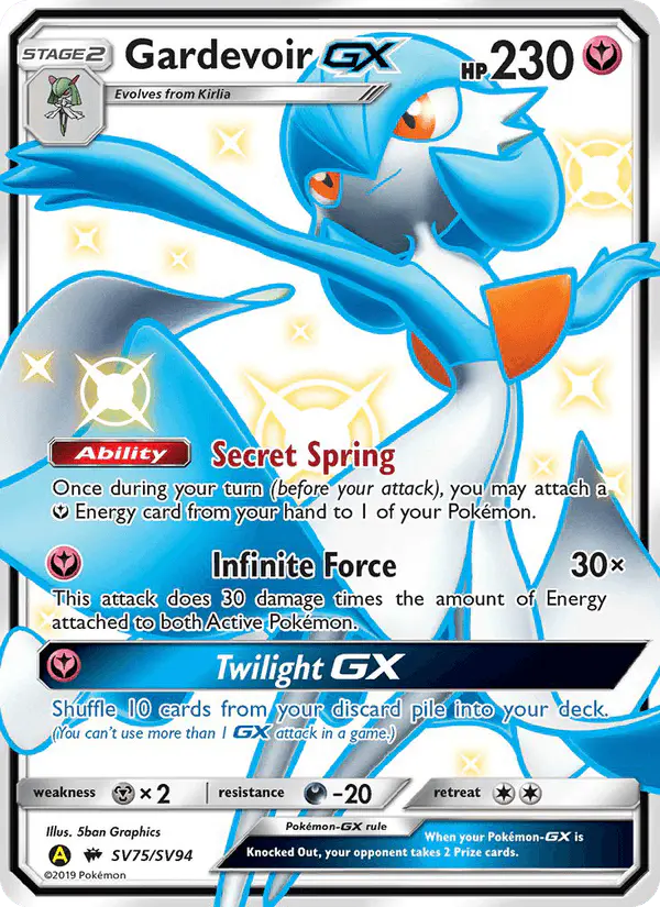 Carta Gardevoir-GX SV75 de Hidden Fates Shiny Vault
