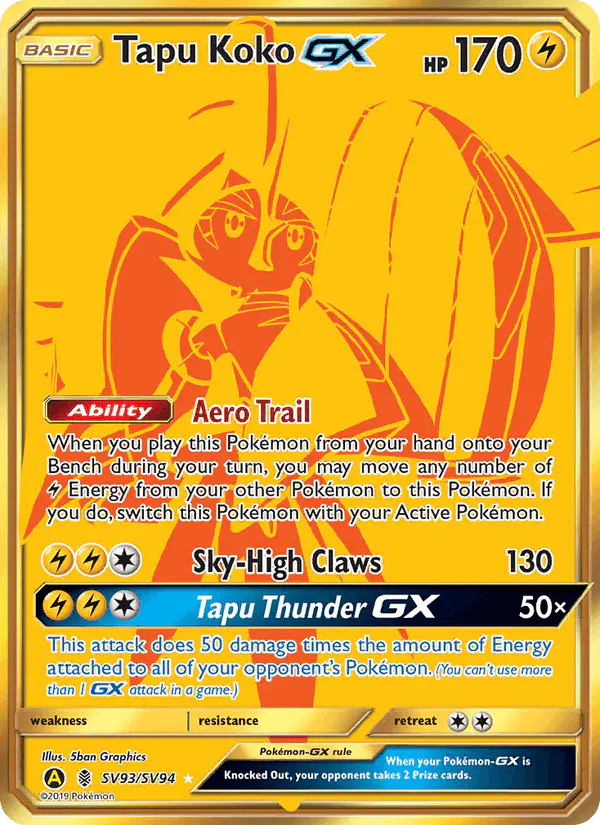 Carta Tapu Koko-GX SV93 de Hidden Fates Shiny Vault
