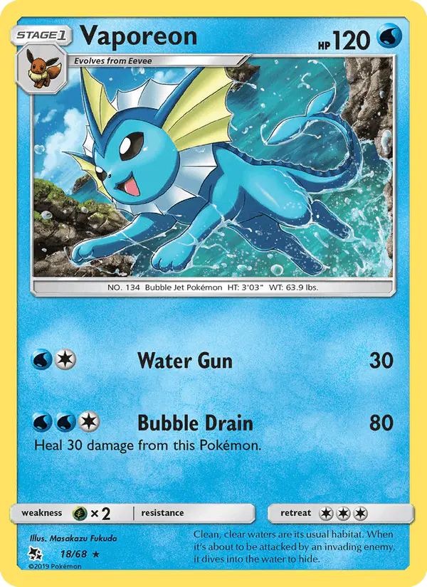 Carta Vaporeon 18/68 de Hidden Fates