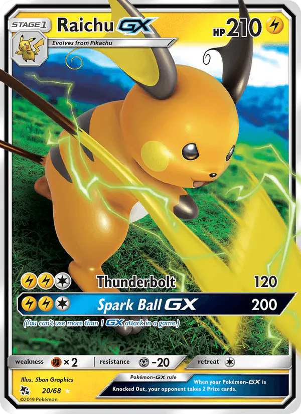 Carta Raichu GX 20/68 de Hidden Fates