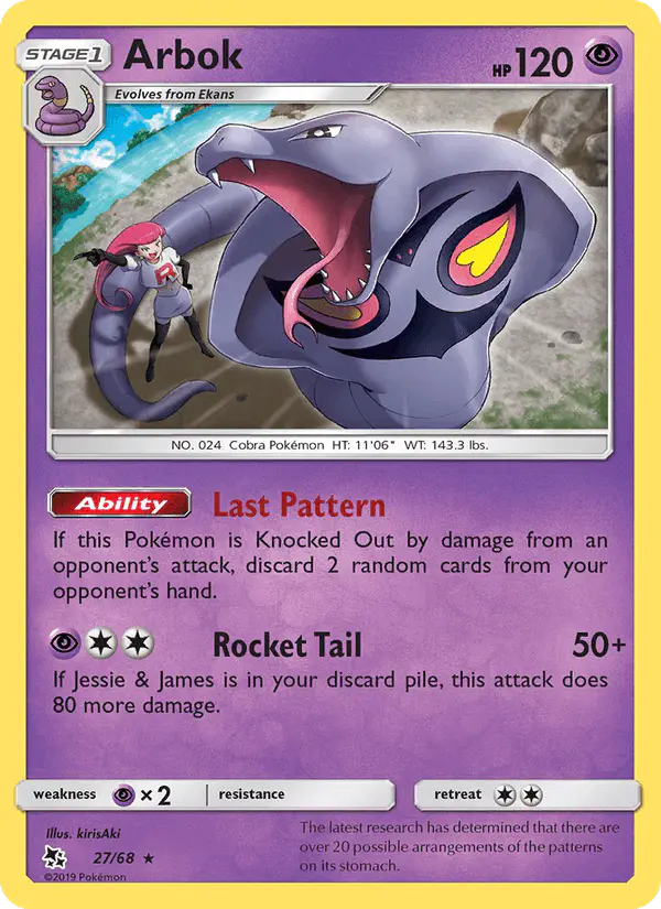 Carta Arbok 27/68 de Hidden Fates
