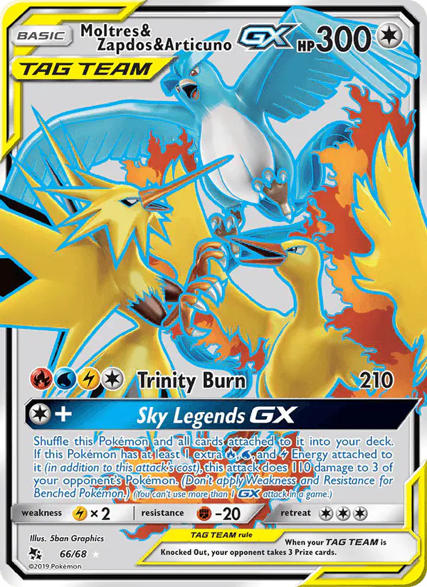Carta Moltres & Zapdos & Articuno GX 66/68 de Hidden Fates
