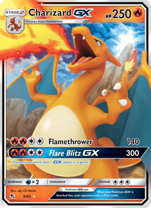 Carta Charizard GX 9/68 de Hidden Fates