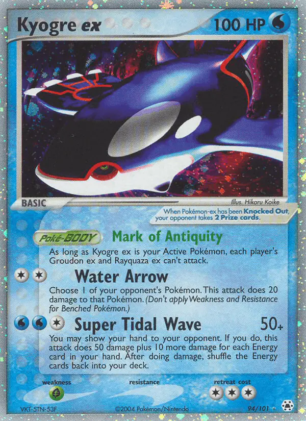 Carta Kyogre ex 94/101 de Hidden Legends