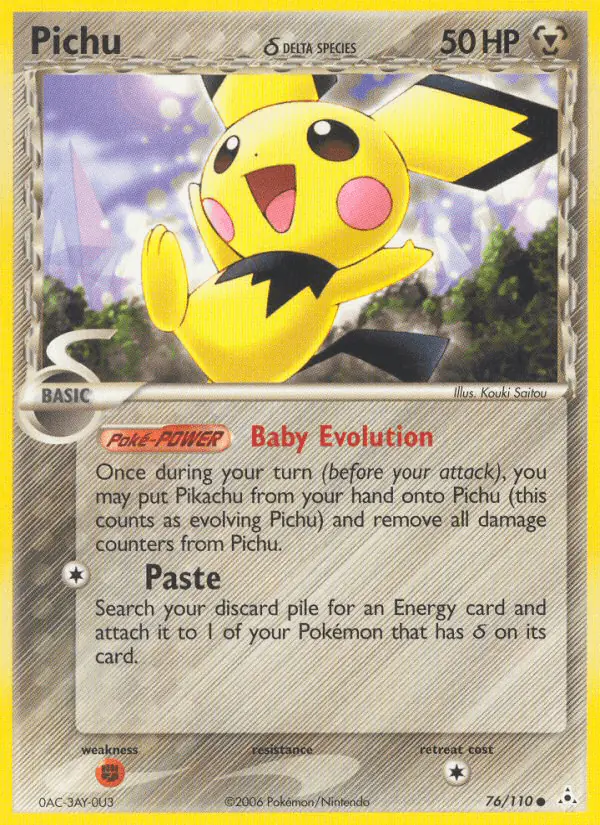 Carta Pichu δ 76/110 de Holon Phantoms