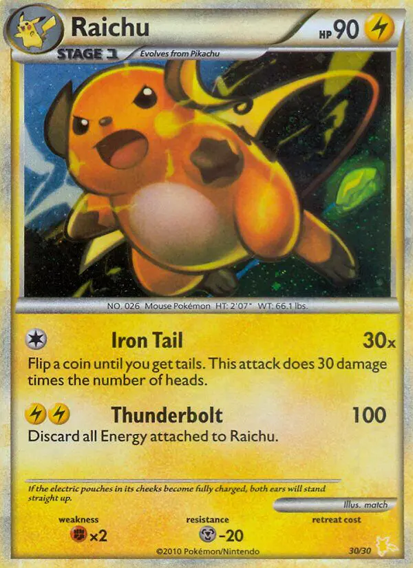 Carta Raichu 30/30 de HS trainer Kit (Raichu)