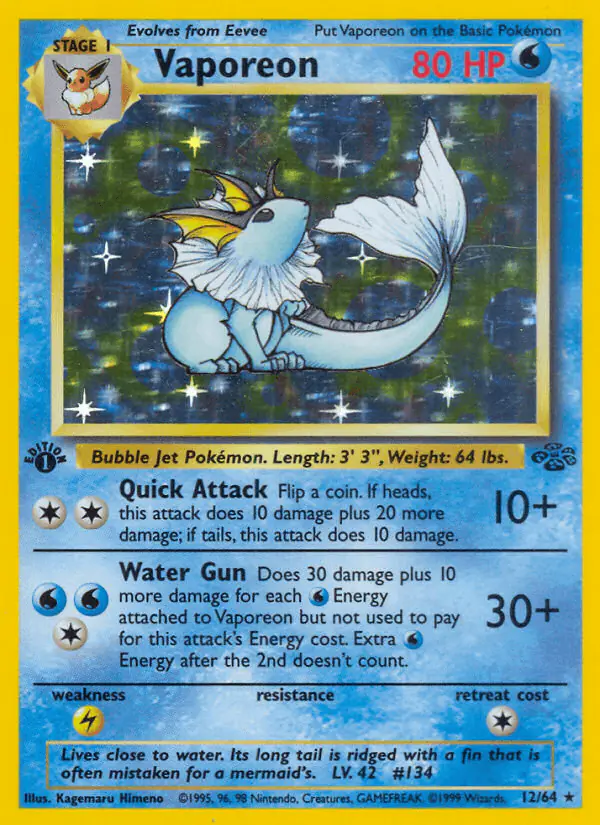 Carta Vaporeon 12/64 de Jungle