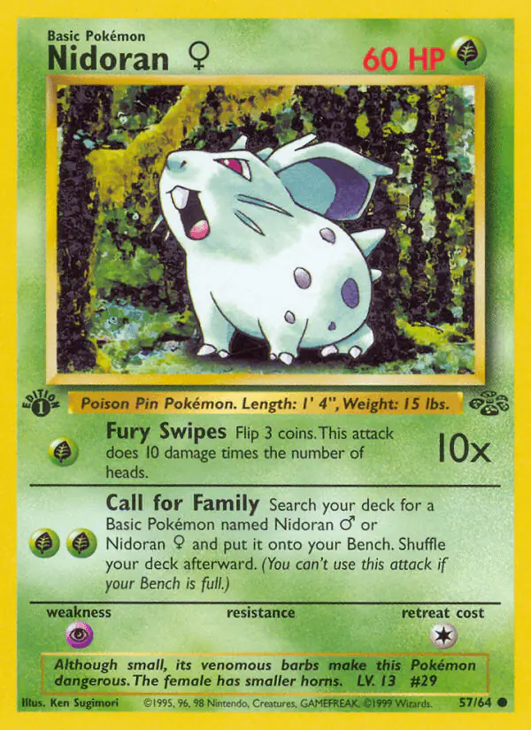 Carta Nidoran♀ 57/64 de Jungle