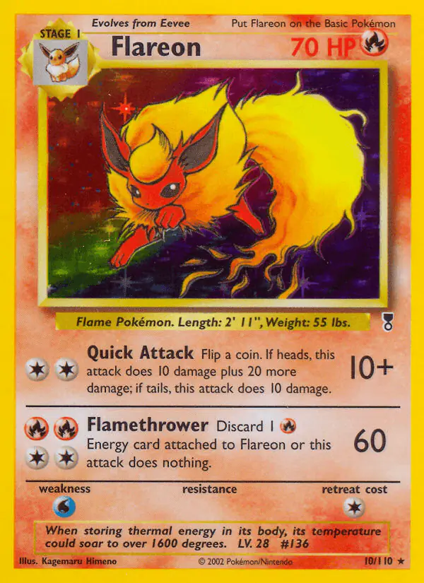 Carta Flareon 10/110 de Legendary Collection