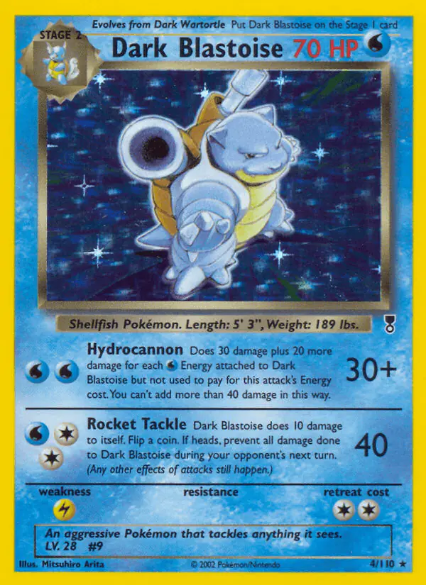 Carta Dark Blastoise 4/110 de Legendary Collection