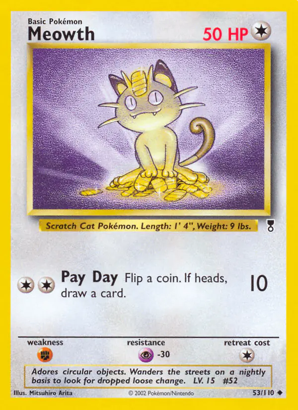 Carta Meowth 53/110 de Legendary Collection