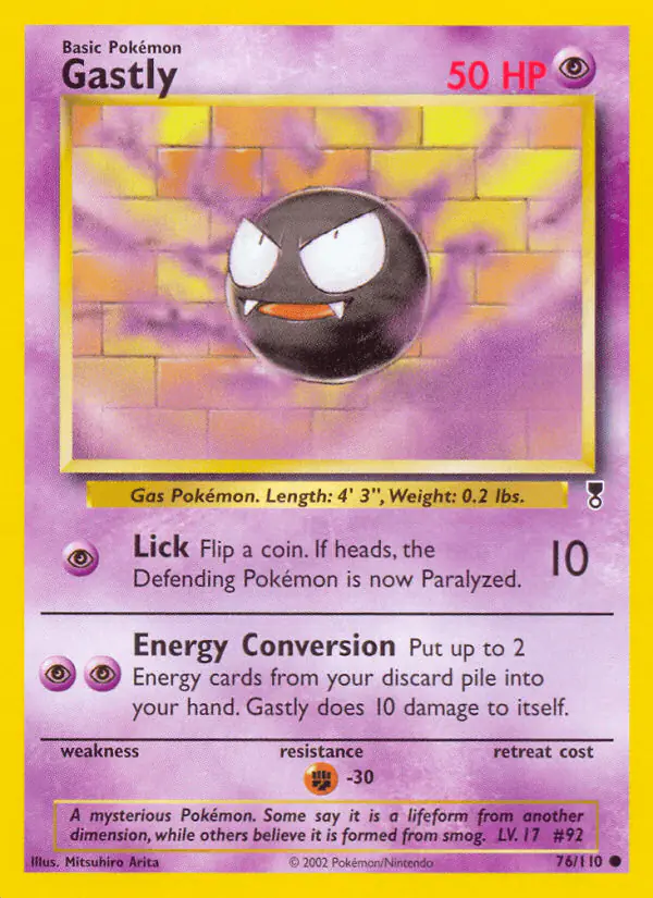 Carta Gastly 76/110 de Legendary Collection