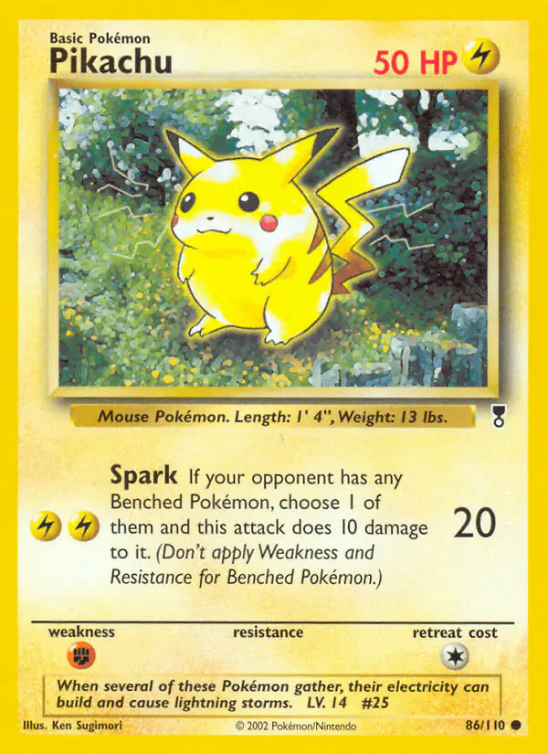 Carta Pikachu 86/110 de Legendary Collection