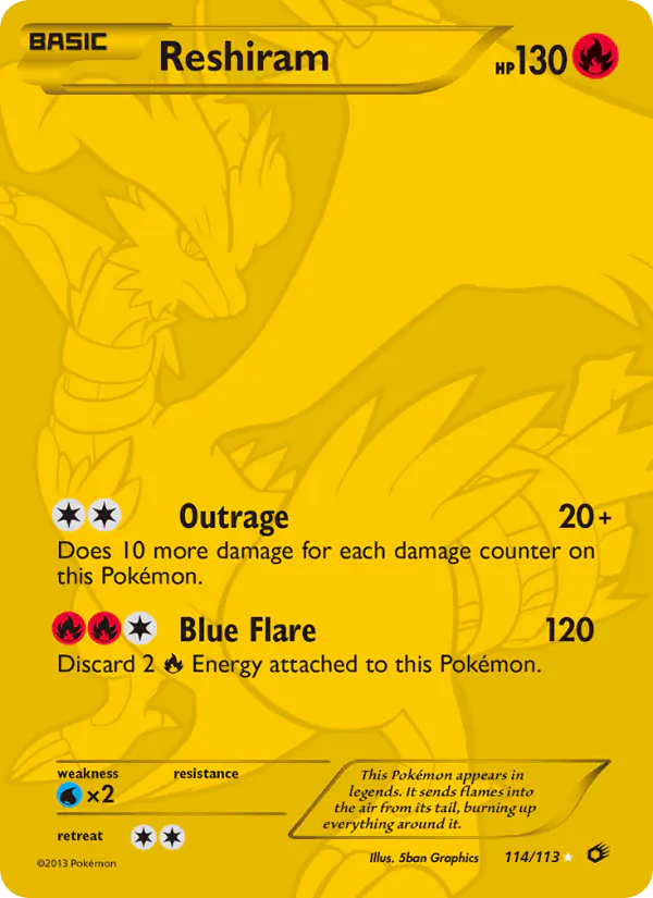 Carta Reshiram 114/113 de Legendary Treasures