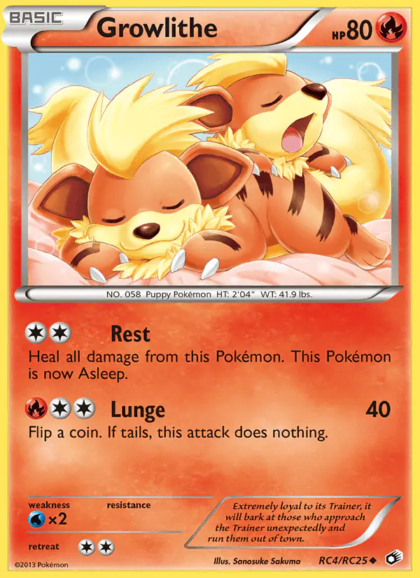Carta Growlithe RC4 de Legendary Treasures